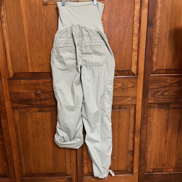 Motherhood Maternity Cargo Cotton/Spandex Khaki Over Bump Maternity Tab Pants L - Picture 5 of 8